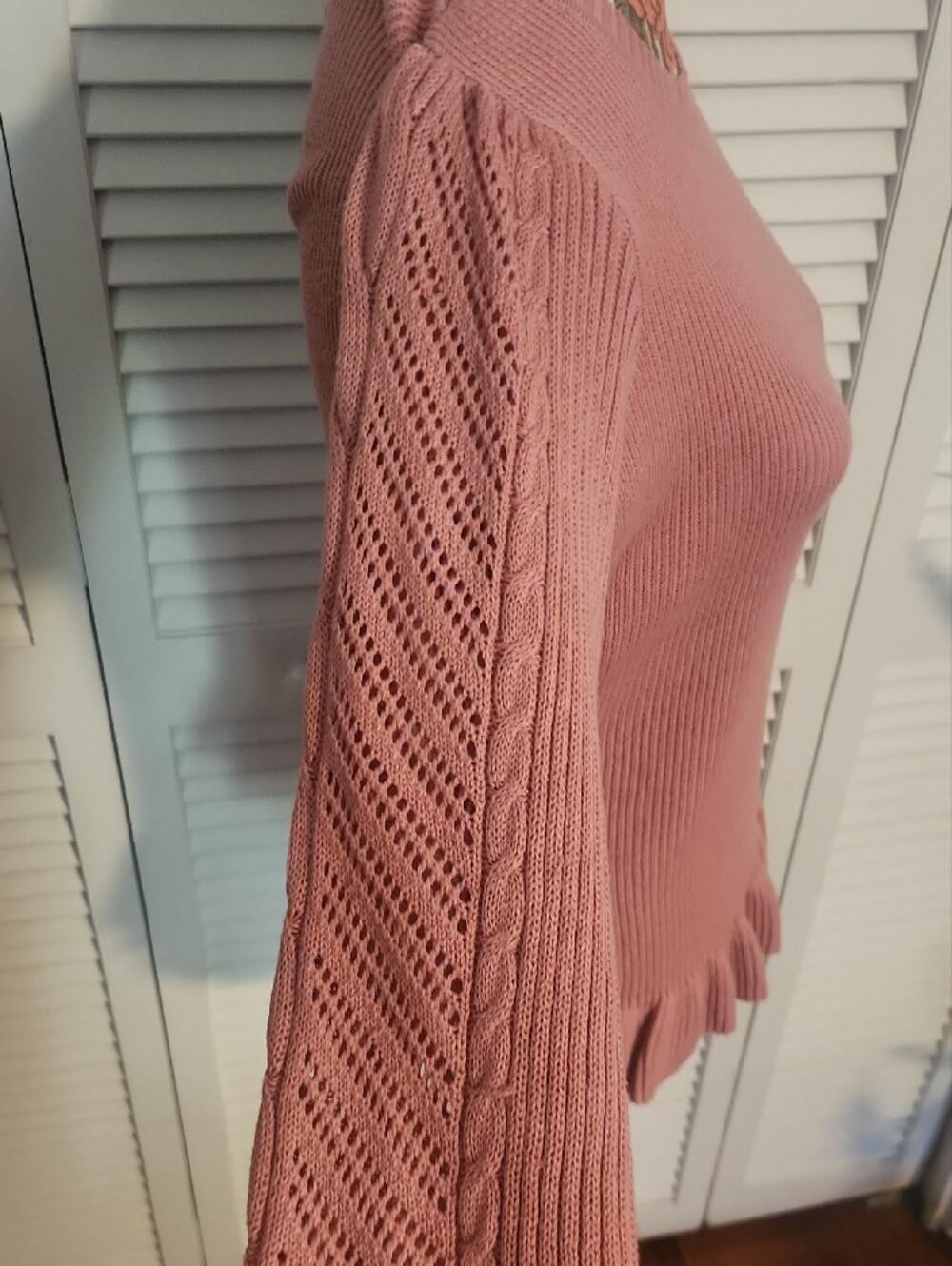Jessica Simpson Dusty Rose Ruffle-Hem Ribbed Sweater - Picture 3 of 5